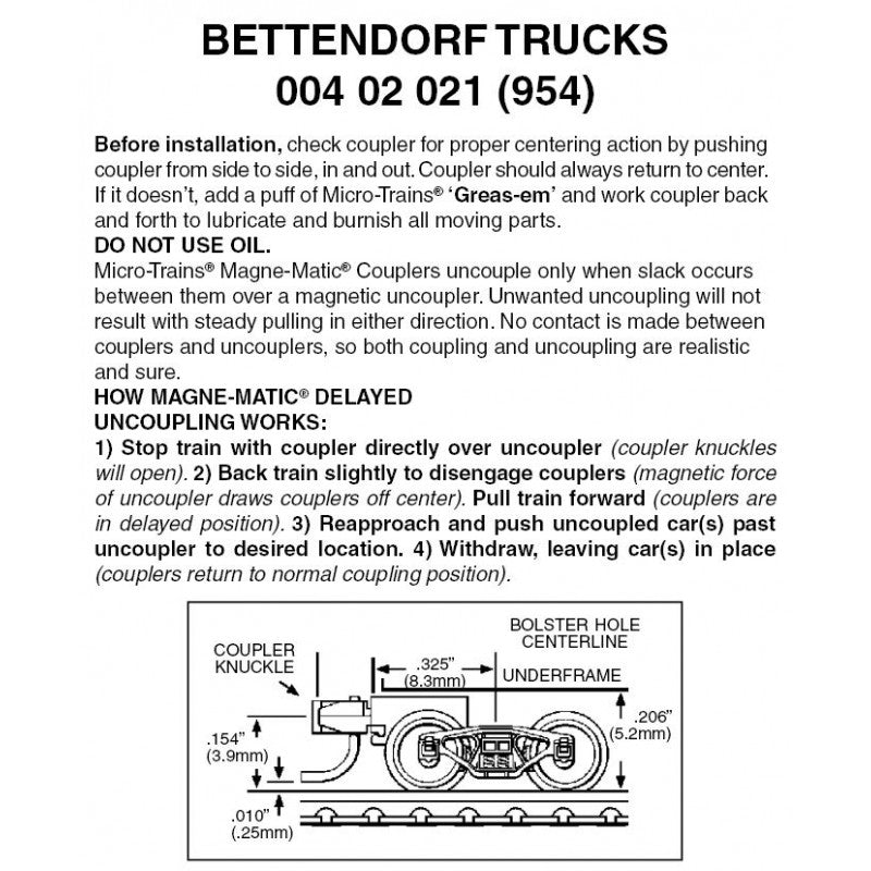 Z Micro-Trains #954 Bettendorf Trucks