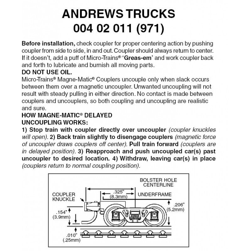 Z Scale Andrews Trucks (One Pair)