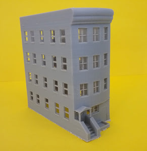 N Scale N401L 4-STORY Apartments 3-D