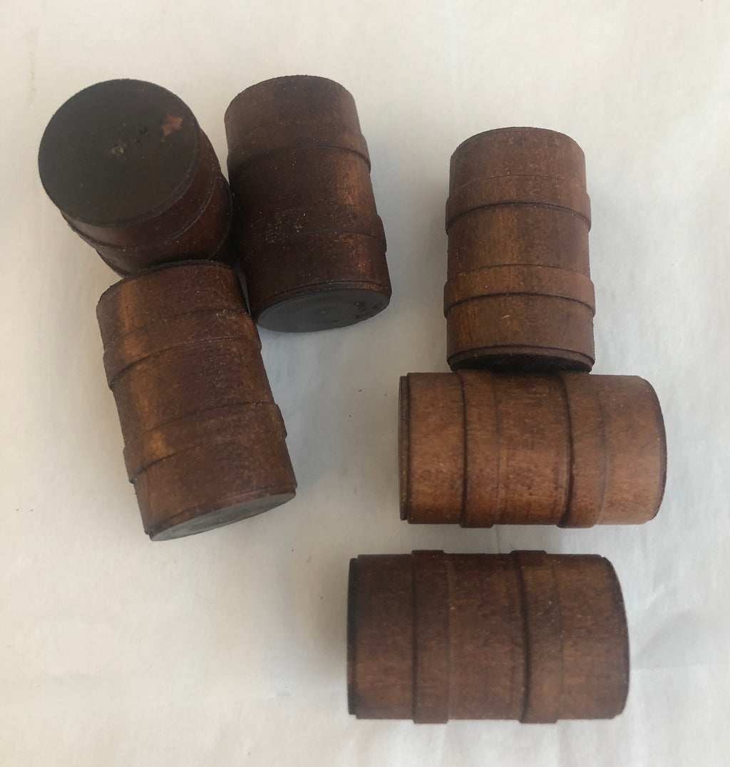 6 Lionel Barrels Stained for Cars